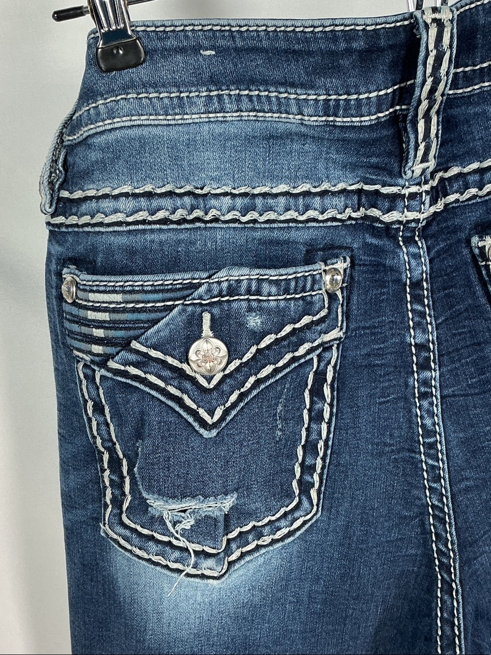 Miss Me Mid Rise Skinny Jeans Embellished Pocket 33 - Picture 10 of 15